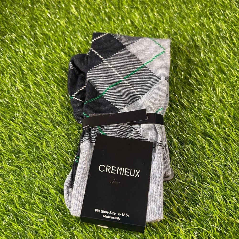 Cremieux Argyle Dress Socks Italian Cotton Yarn Blue Fits Mens Size 6-12.5 NWT